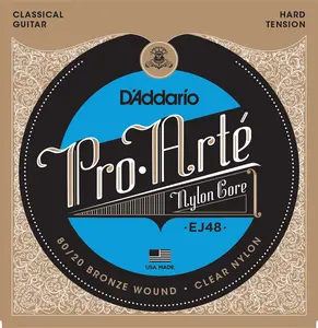 D'Addario EJ48 80/20 Bronze Pro-Arte Nylon Classical Guitar Strings, Hard Tension