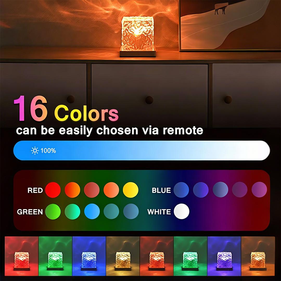 Super Upgraded 16- Colors Water Ripple Projector Lamp with Bluetooth Speaker Music Sync Rechargeable Ocean Wave Ambient Light Remote Night Light Aesthetic Room Decor home light projector galaxy