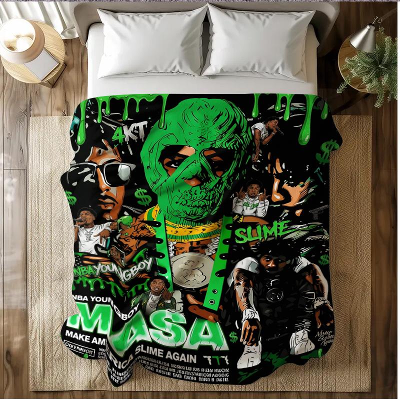 Countdown Sale!‘’YoungBoy‘’ Flannel Blanket – Ultra Soft, Warm & Lightweight All-Season Throw with Album-Inspired Graphic Design – Cozy Plush Blanket for Bed, Sofa, Office & Travel – Hip-Hop Artist Merch & Gift for Fans, Birthdays & Christmas american bla