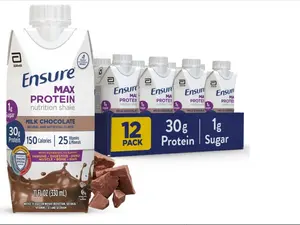 Ensure Max Protein Shake Ready to Drink 30g Protein for Muscle Health 1g Sugar 4g Fiber 11 fl oz 12 Pack Milk Chocolate Flavor
