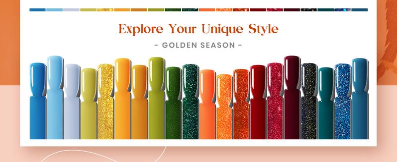 Beetles Gel Polish Colors Red Green Blue Orange Fall Autumn Gel Nail Polish Set with Base Gel Top Coat Soak off UV Golden Glitter Glossy Nail Kit Gifts for Women Girls