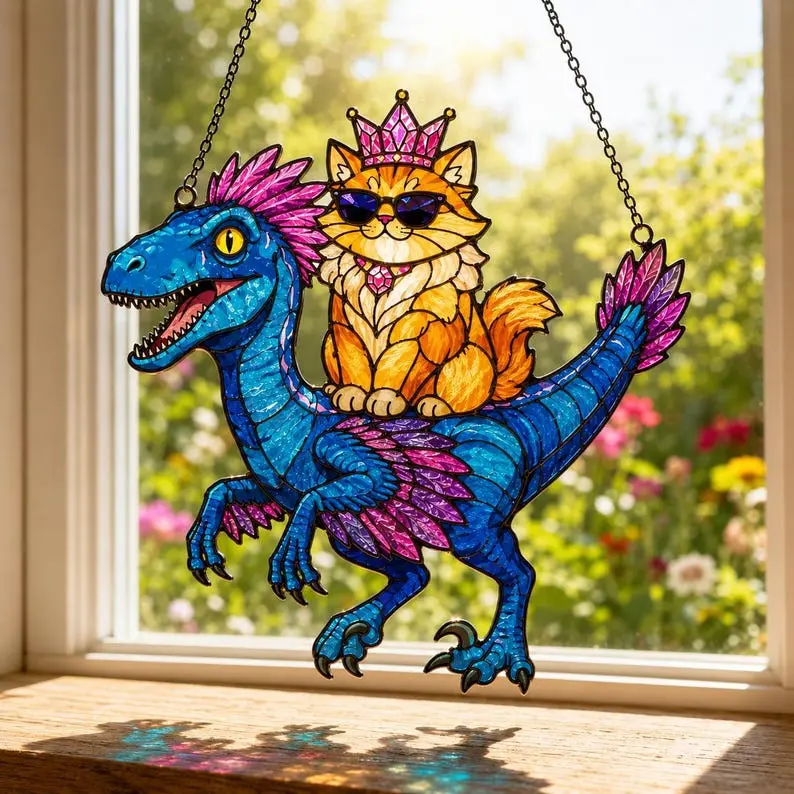Princess Donut And Mongo Resin Arcylic Suncatcher, Dun/geo/n Cra/wl/er Fantasy Window Hanging, Gift For Her