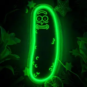 Cartoon Pickle LED neon Sign for Wall Decoration, Anime neon Light Sign for Man cave Decor, Christmas Ornament, Party and Game Room Decoration, Dimmable Dill neon Sign USB Power (Green R)