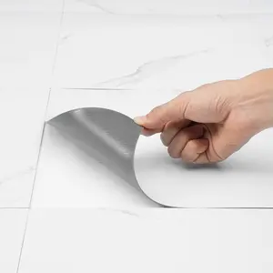 VEVOR Self Adhesive Vinyl Floor Tiles 12 x 12 inch,  , 50 Tiles 1.5mm Thick Peel & Stick, White Marble Texture DIY Flooring for Kitchen, Dining Room, Bedrooms & Bathrooms, Easy for Home Decor