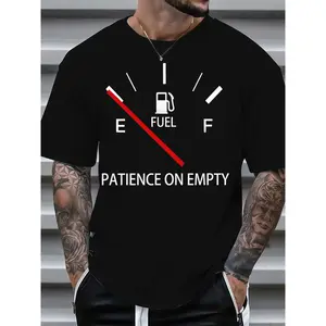 Classic Black Short Sleeve T-Shirt – Men'S Comfortable Cotton Crew Neck With Gauge Print