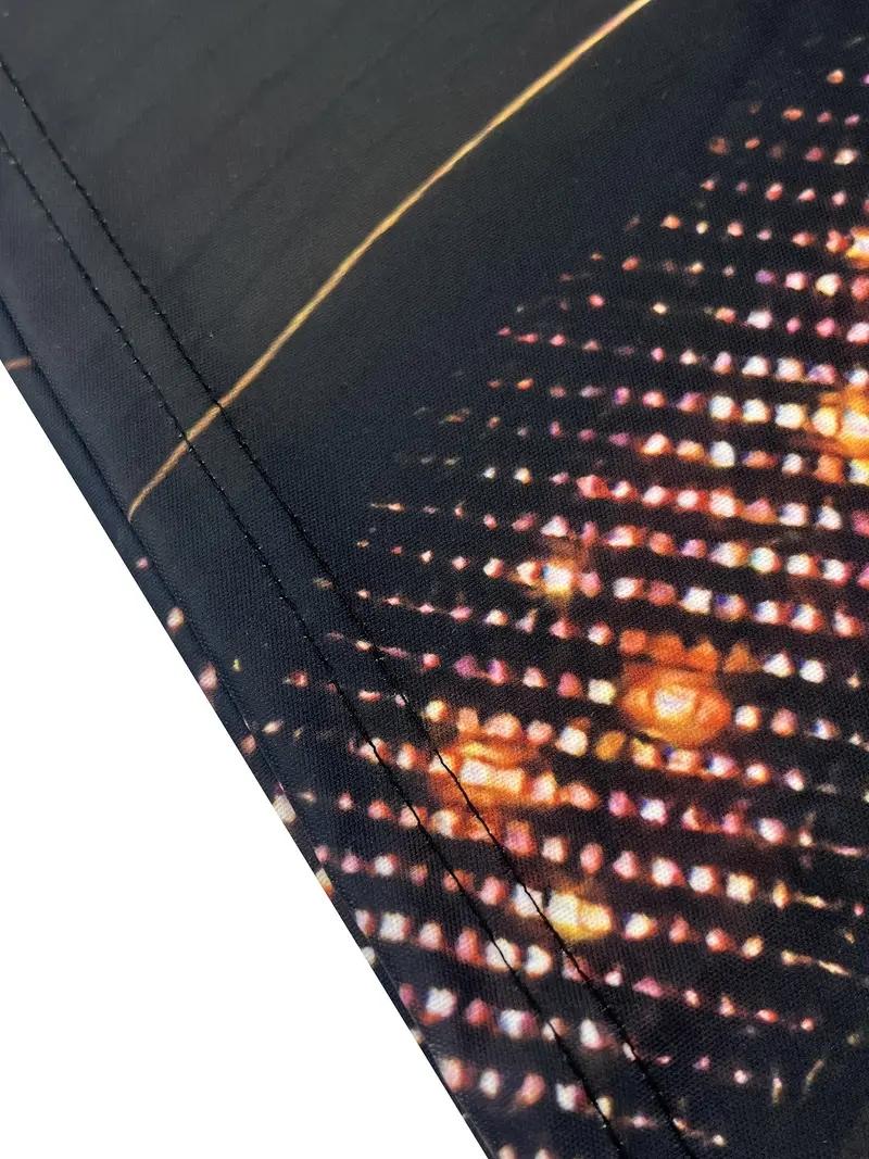 Men's black gold contrasting half zipper polo shirt | Light luxury style slim fit long sleeved cross print trendy brand top Chic Elegant Casual Menswear[100% Polyester]