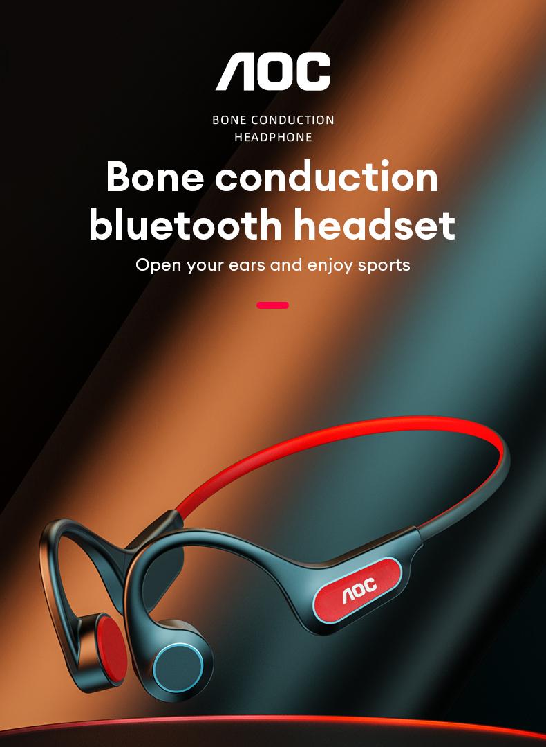 AOC ACN4521 Bone Conduction Neckband Wireless Earphones with High-Fidelity Natural Sound, Immersive Vibration Audio, Reduced Sound Leakage, IP56 Waterproof, Wireless Headphones for Music, Calls & Sports