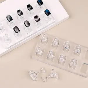 10 Tips Clear Acrylic Nail Stand Form for Press On Nails Non-Magnetic Transparent Cat Eyes Practice & Display Stand Hoder Tools