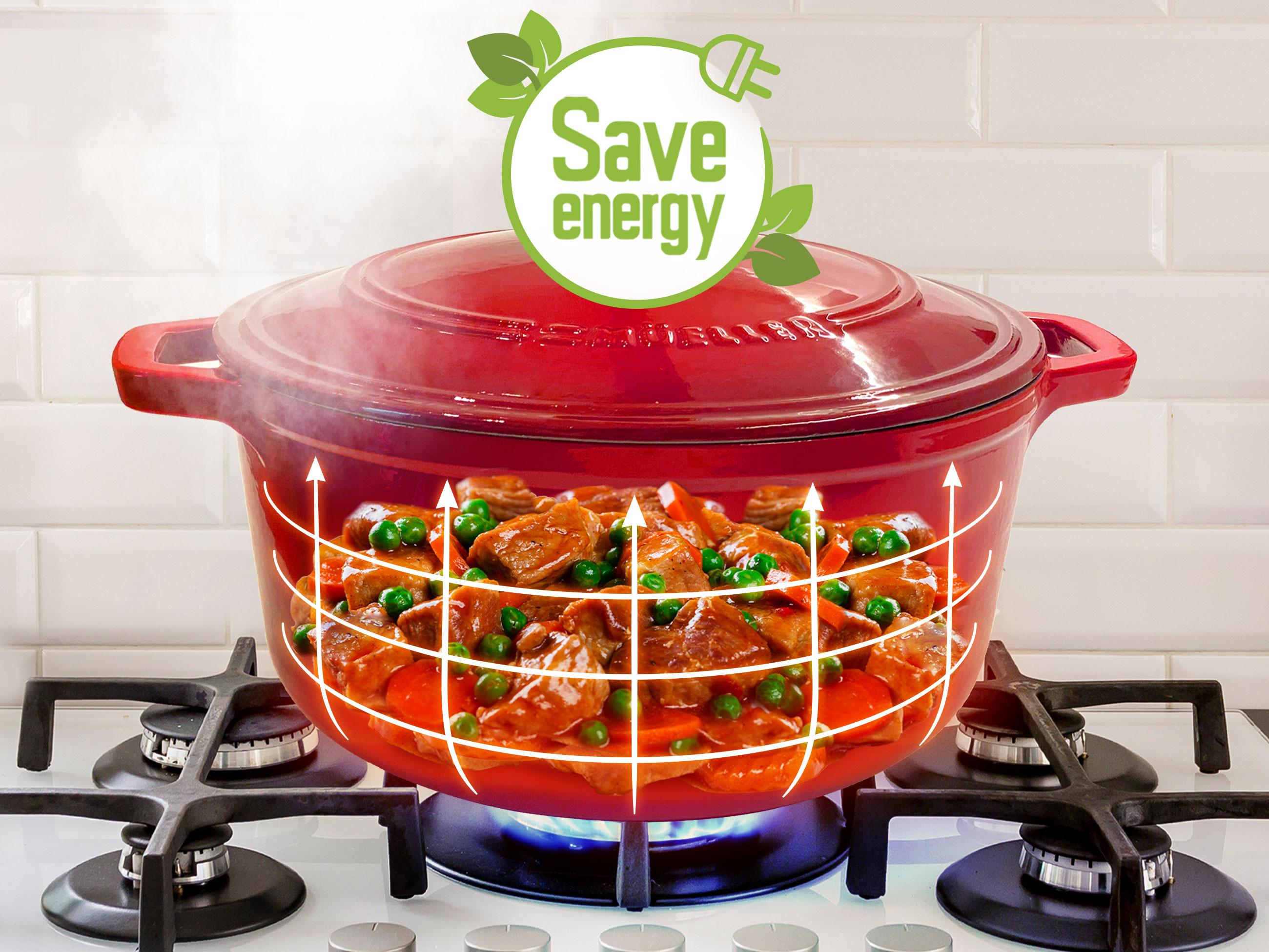 Mueller DuraCast Enameled Cast Iron Dutch Oven Pot with Lid, 4.5, 6 or 7.5 QT, Sourdough Dutch Oven, Casserole Pot, Braiser Pan, All Cooktops, Oven Safe to 500F, Cookware Kitchen, Wide Handles Even Heat Distribution, Steel Stainless Knob