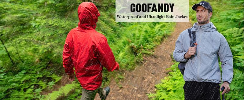 COOFANDY Men's Packable Rain Jacket Lightweight Waterproof Raincoat with Hood Outdoor Running Hiking Cycling