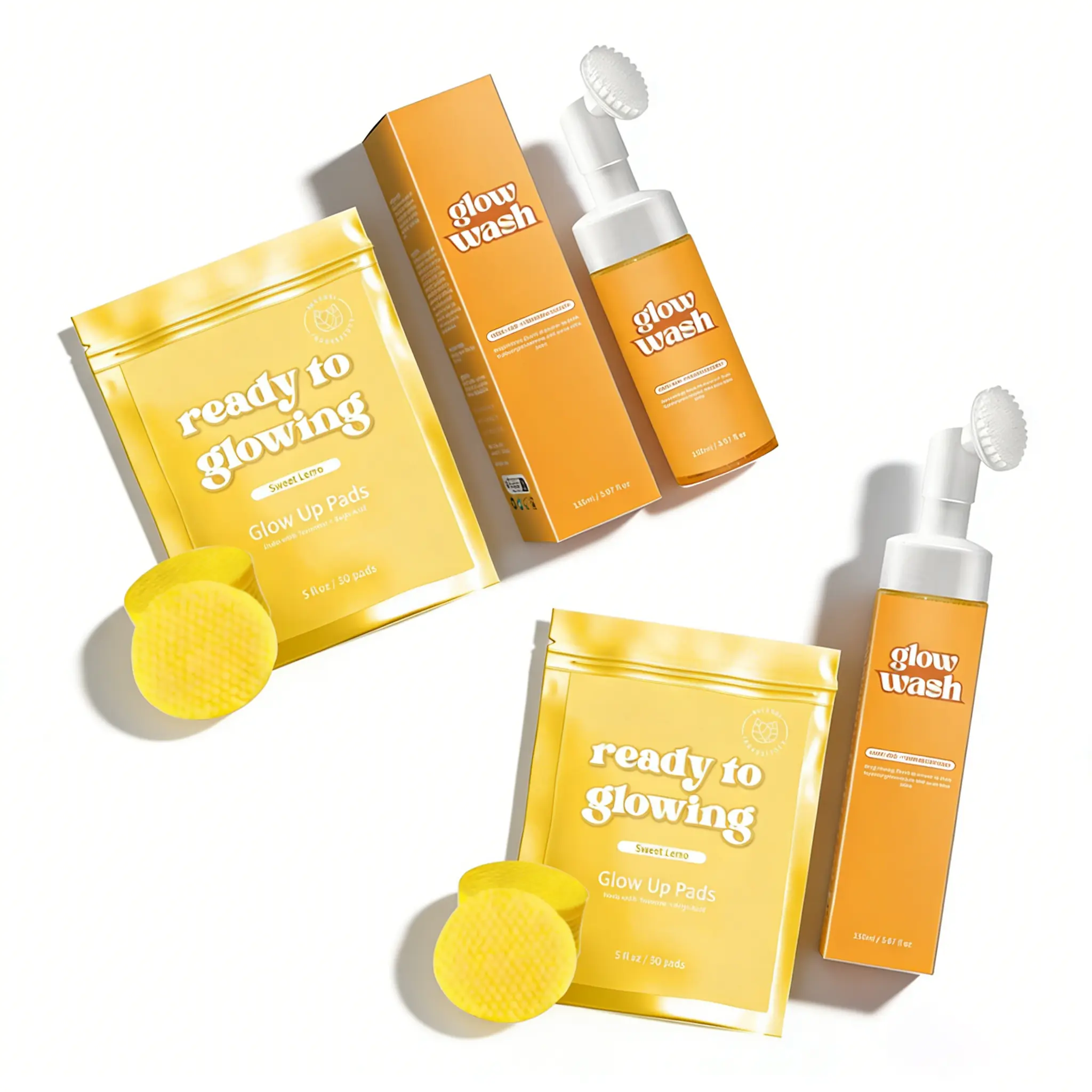 Glow Wash 150ml & FREE Turmeric Pads BeautyKit for Radiant Skin Ready to Glowing Sweet Lemon with Turmeric for Glowing Skin Facial Cleansing