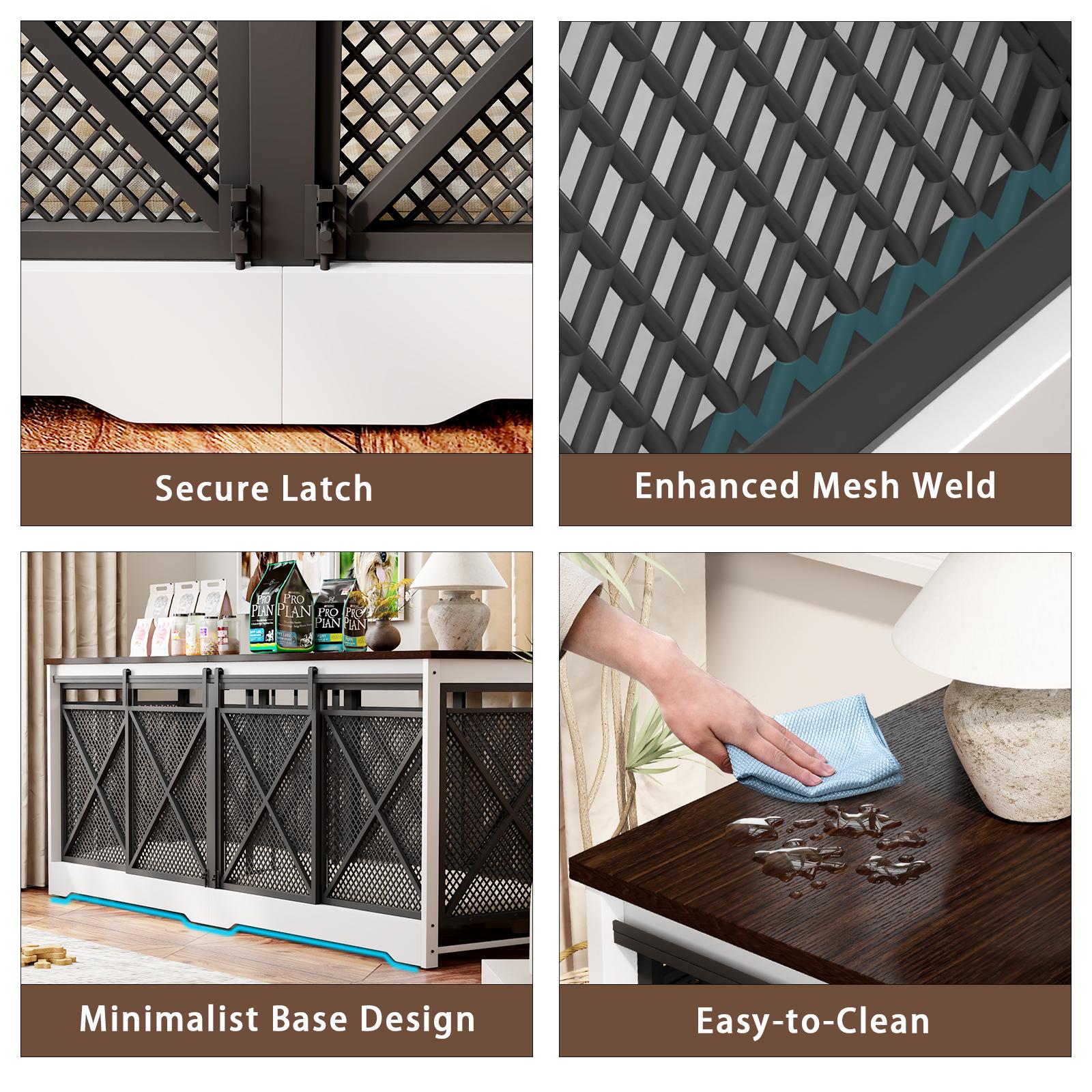 【SpringGlowUp】COZPAW 78" Dog Crate Furniture for 2 Dogs,Extra Large Breed Double Chew-Resistant Indoor Pet House,Heavy Duty Wooden XXL Large Kennel, Furniture Style XL Dog Cage, Max 300lbs Capacity (Grey)