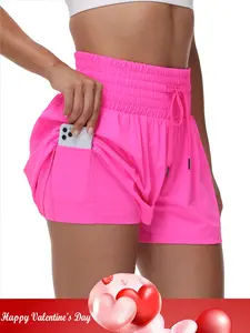 High-Waisted 2-in-1 Flowy Athletic Shorts For Women Gym Workout Running Lounge Pants With Pocket Tennis Golf Shorts Elastic Drawstring Cute Clothes Summer Outfits  Sportswear Hiking Exercise Cycling Outdoor