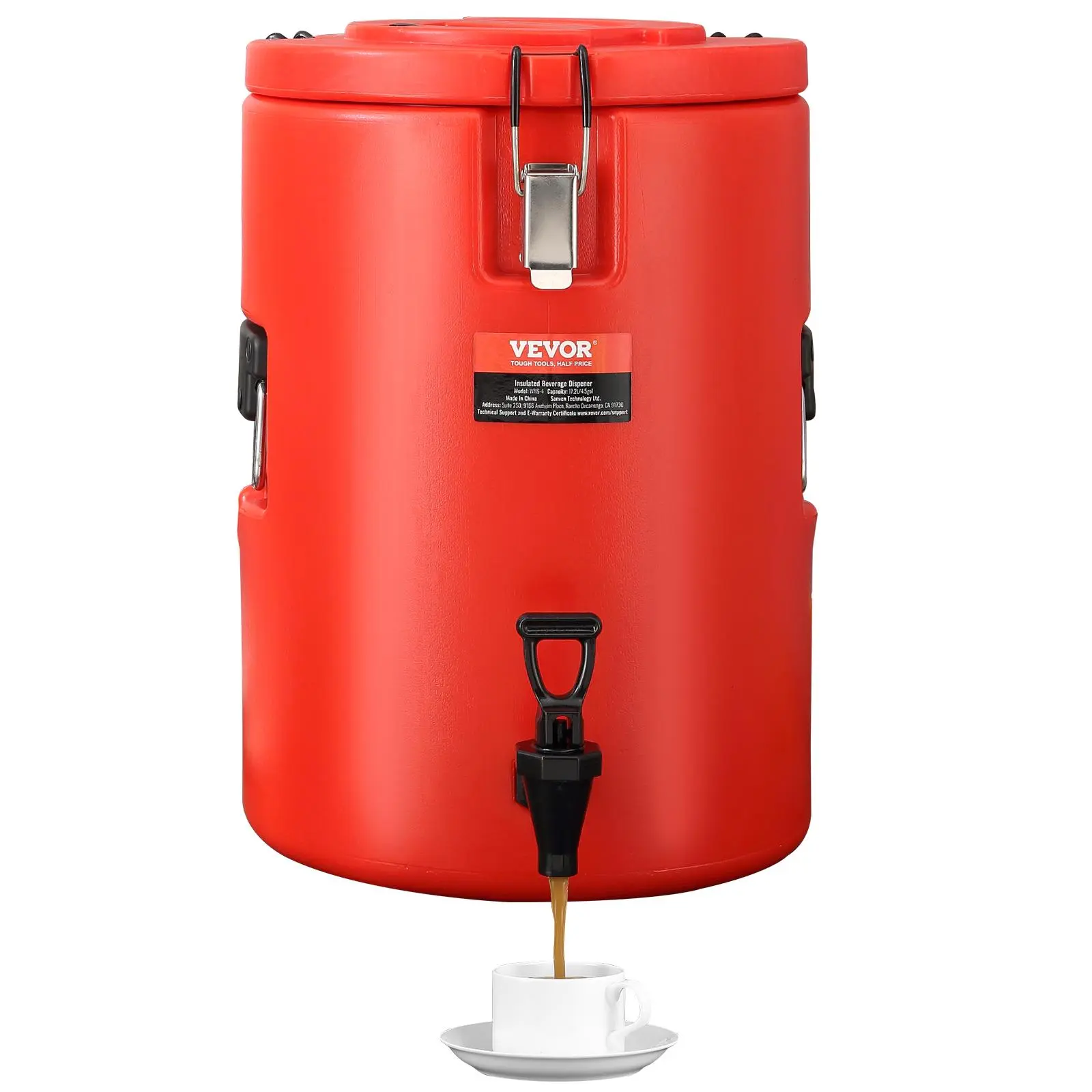 【Summerfinds】VEVOR Stainless Steel Insulated Beverage Dispenser, 4.5 Gallon 17.2 Liter, Thermal Hot and Cold Drink Server Dispenser with Spigot Handle, Food-grade for Hot Tea Coffee Water Restaurant Drink Shop
