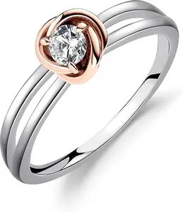 Promise Rings for Her Dainty White Gold Ring Simple Two Tone Folwer Ring Unique Gifts for Women Mom Wife Friend Size 5-10