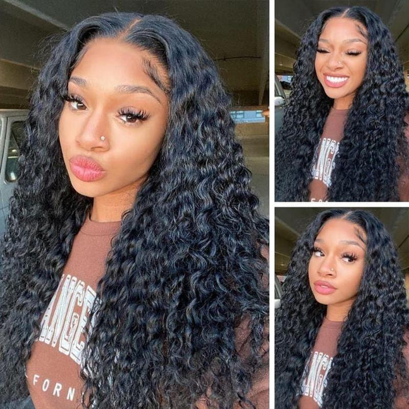 Water Wave Bundles with Closure Human Hair 10A Brazilian Virgin Hair Bundles and Closure 100% Unprocessed Water Wave Human Hair Bundles with 4x4 Lace Closure