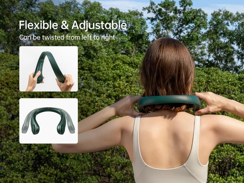 Jisulife Portable Neck Fan Hands Free Bladeless Fan 4000mAh Battery Operated Wearable Personal Fan Rechargeable 3 Speeds Gifts for Women Men Green USB