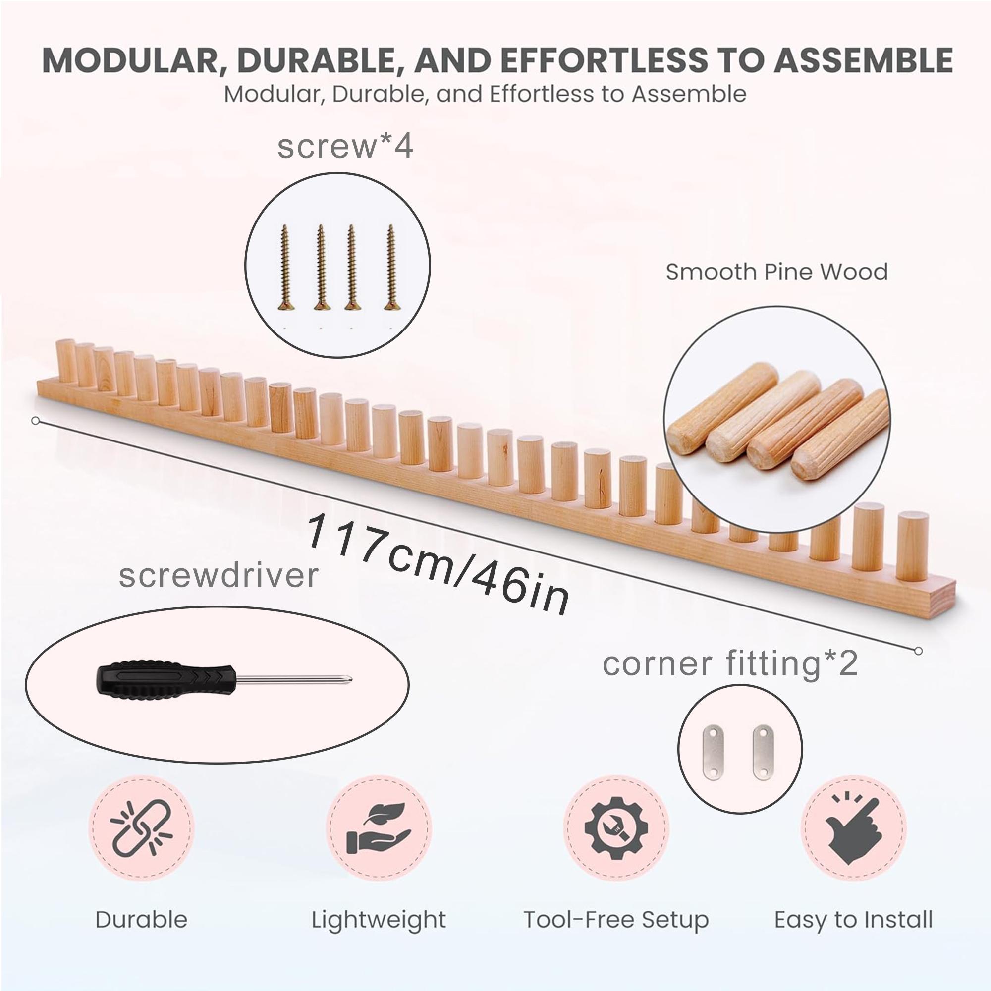 46" Adjustable Size Wooden Knitting Loom Frame,Chunky Blanket Knitting Loom Kit,No Needle Hand Knitting Kit,Beginner Friendly Yarn Craft for Home Decor Relexing Hobby