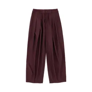 FRIED RICE Contour Pleated Trousers – Oxblood, Relaxed Fit