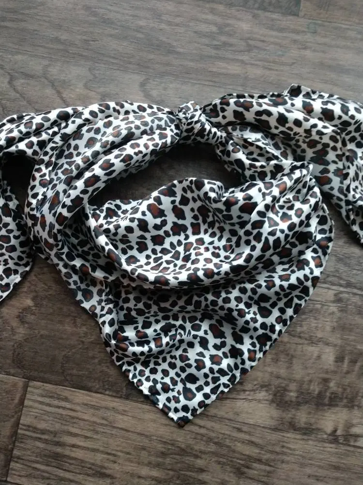 Wild Rag White and Brown small Cheetah print Cowboy Western Neck Scarf Bandanna by Double B Wild Rags