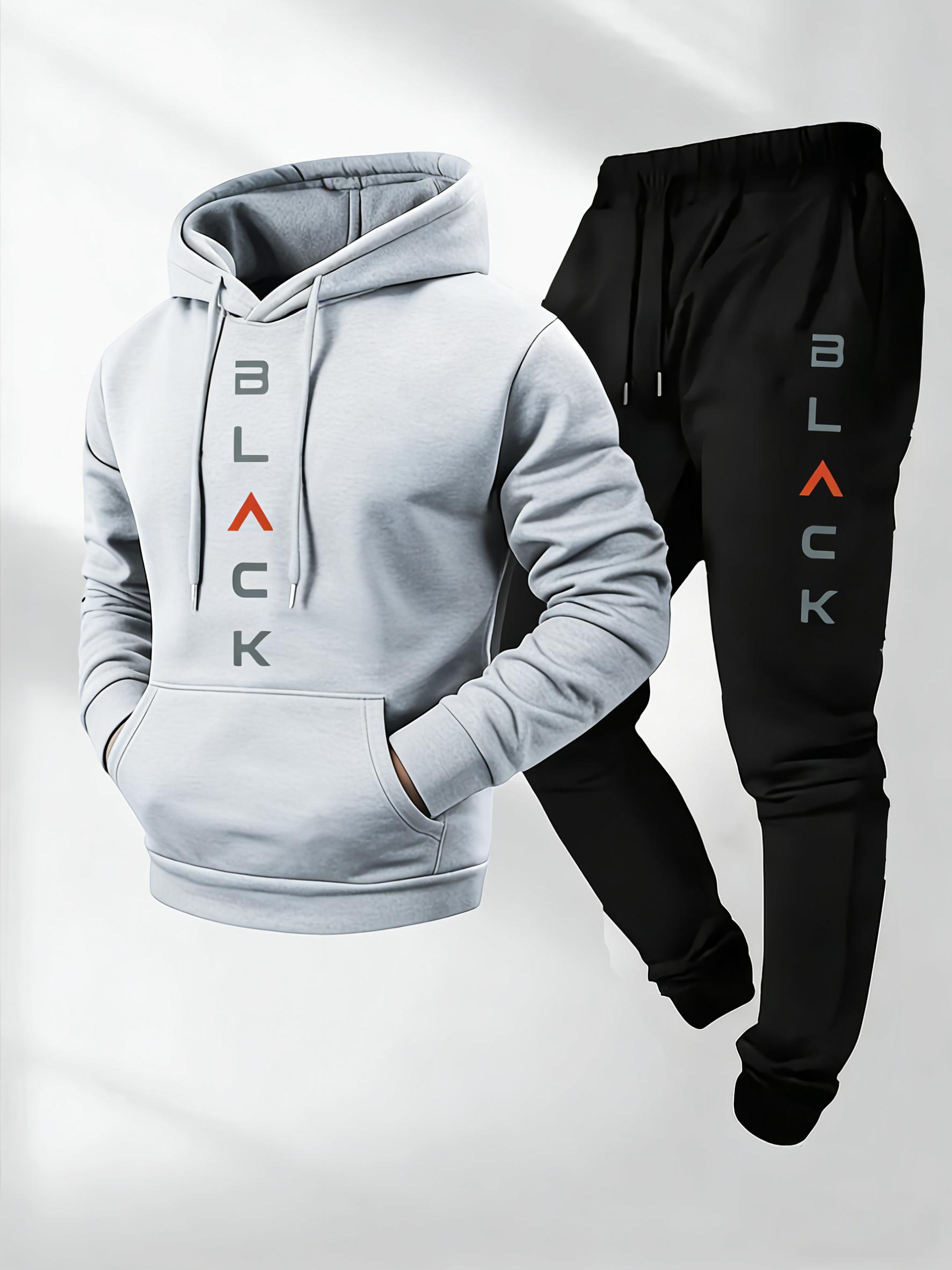 2026 spring and autumn two-piece set, new men's letter-printed hooded sweater and trousers two-piece set, suitable for daily leisure sports and participating in various occasions