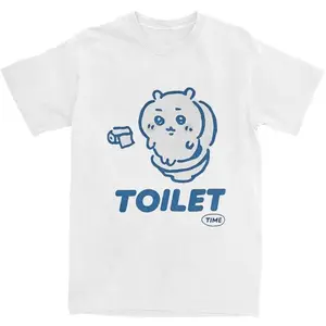 Chiikawa Toilet T-Shirt Male Aesthetic Pure Cotton T-Shirts Summer Comfortable Popular T-Shirt
