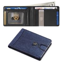 D - Blue Smooth RFID Wallet + Money Clip