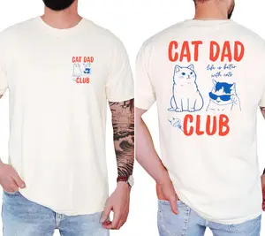 [Made in USA] Cat Dad Shirt, Cat Dad Tee, Cat Dad Club TShirt, Front and Back Design Tee Funny Cat Tee, Father's day shirt, Gifr for him, Pet Parent