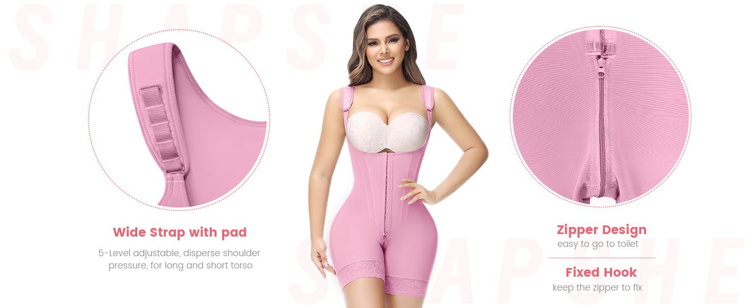 SHAPSHE Fajas Colombianas Shapewear for Women Body Shaper Tummy Control Butt Lifting Moldeadoras Bodysuits with Hook Crotch