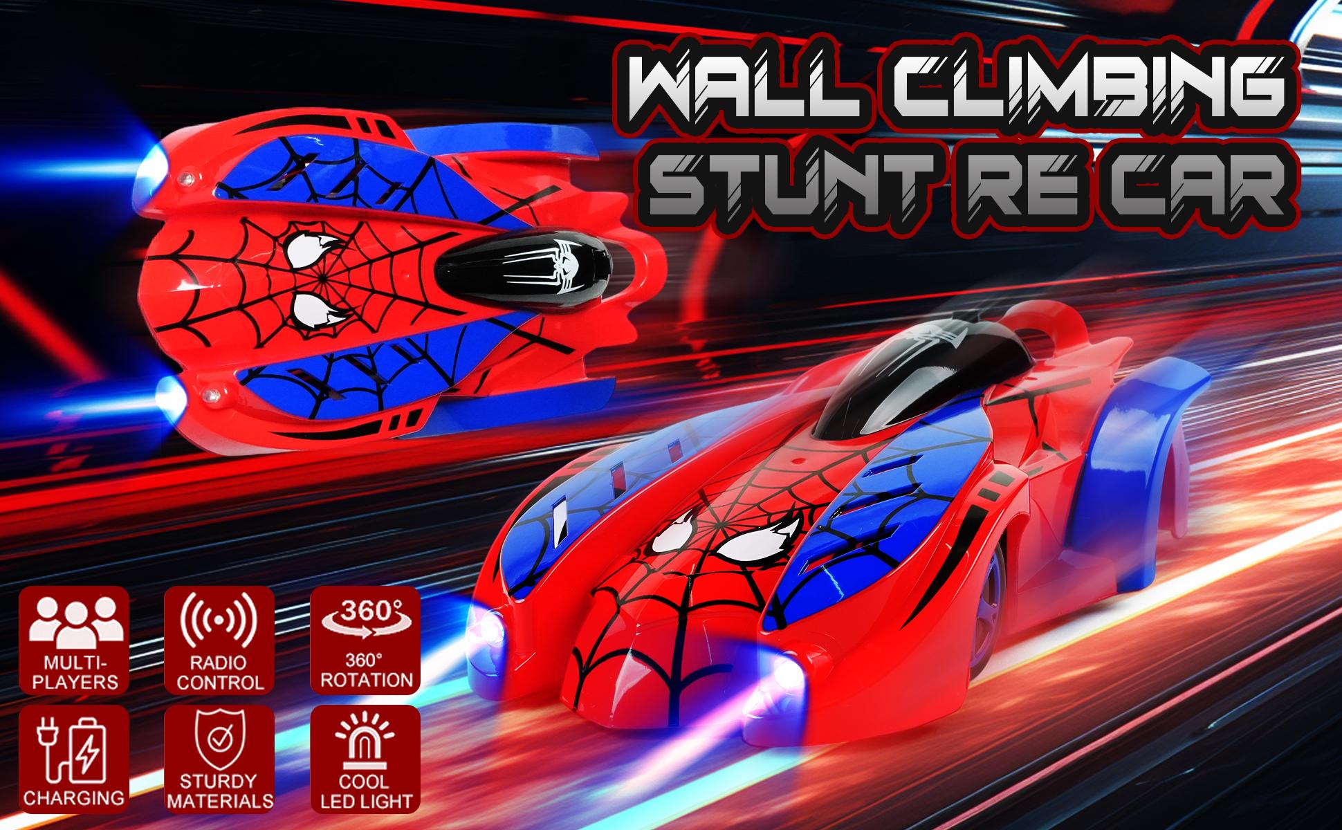 Wall Climbing Car, Electric Remote Toy Racing, with LED Light High-Speed Hobby Toy Vehicle, RC Car Gifts for Age 3 4 5 6 7 8 9 Year Old Boys Girls – Perfect Christmas & New Year Gift