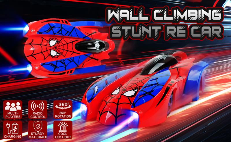 Wall Climbing Car, Electric Remote Toy Racing, with LED Light High-Speed Hobby Toy Vehicle, RC Car Gifts for Age 3 4 5 6 7 8 9 Year Old Boys Girls – Perfect Christmas & New Year Gift