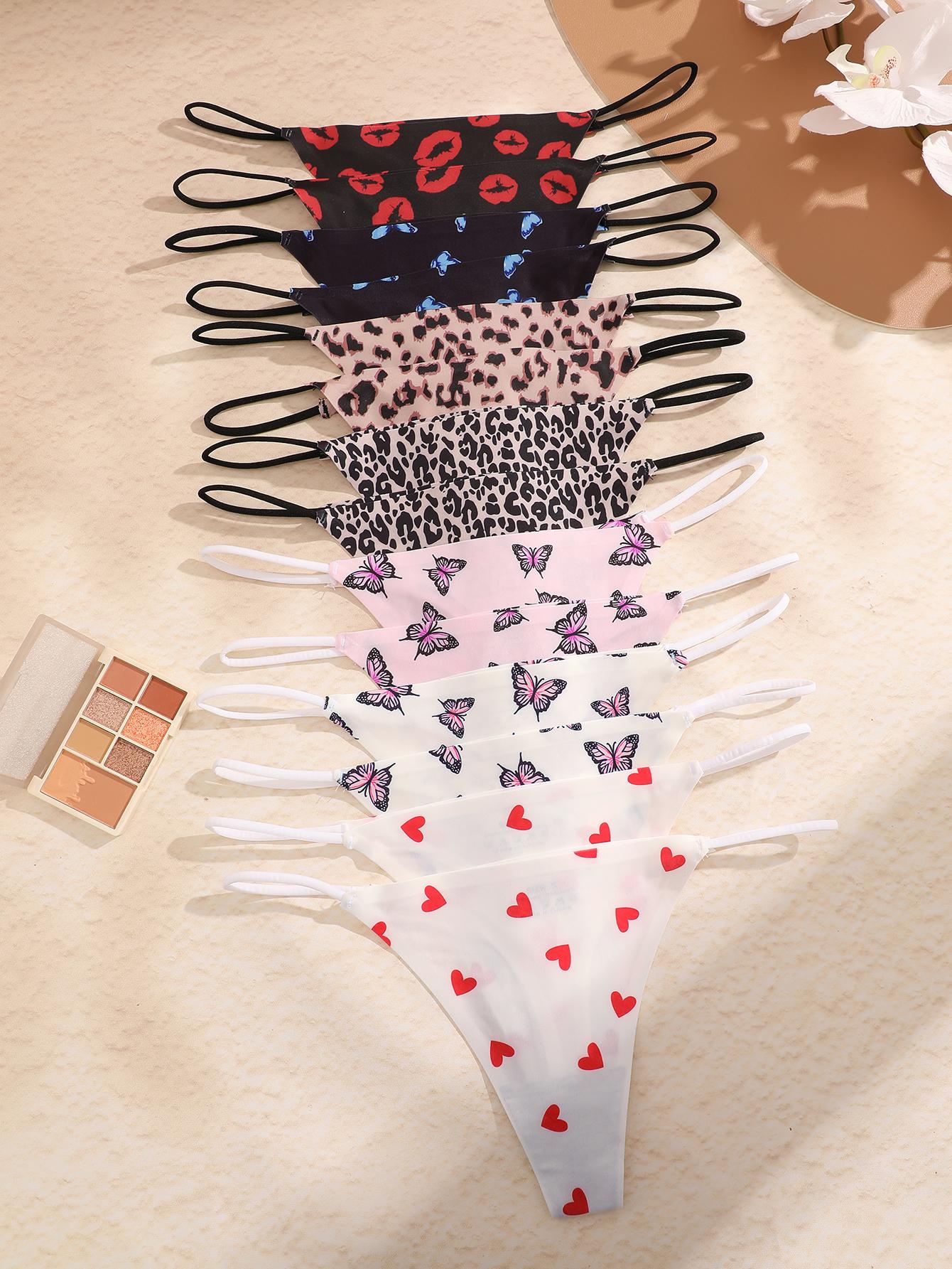 FINETOO 15PCS Leopard & Polka Dot Thongs for Women Comfort Low Waist S-XL Comfortable Fit Soft and Snug Trendy Fashion Cute Print Panties Womenswear