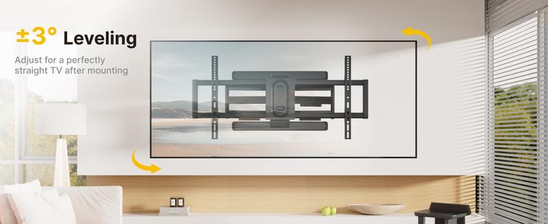 MonTEK Full Motion TV Wall Mount for 43–95 Inch TVs, Pre-Assembled TV Mount with Tool-Free Tilt, Swivel, Extension, Max VESA 800 x 400mm and 132 lbs, 16″/18″ Wood Studs