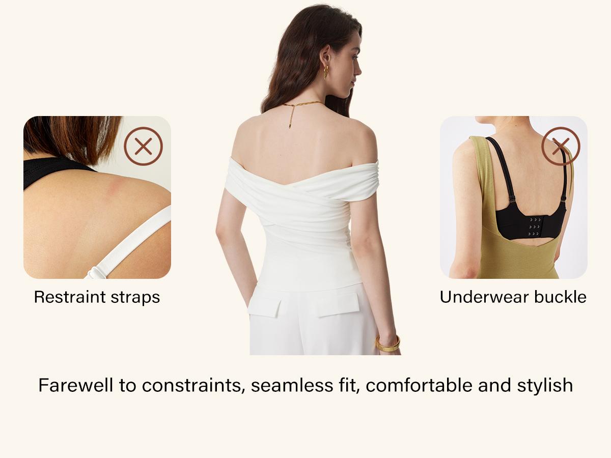 OGL Criss Cross Off Shoulder New Airy Brami Top Pure White Minimalist Basic Cami for Women SpringStatements