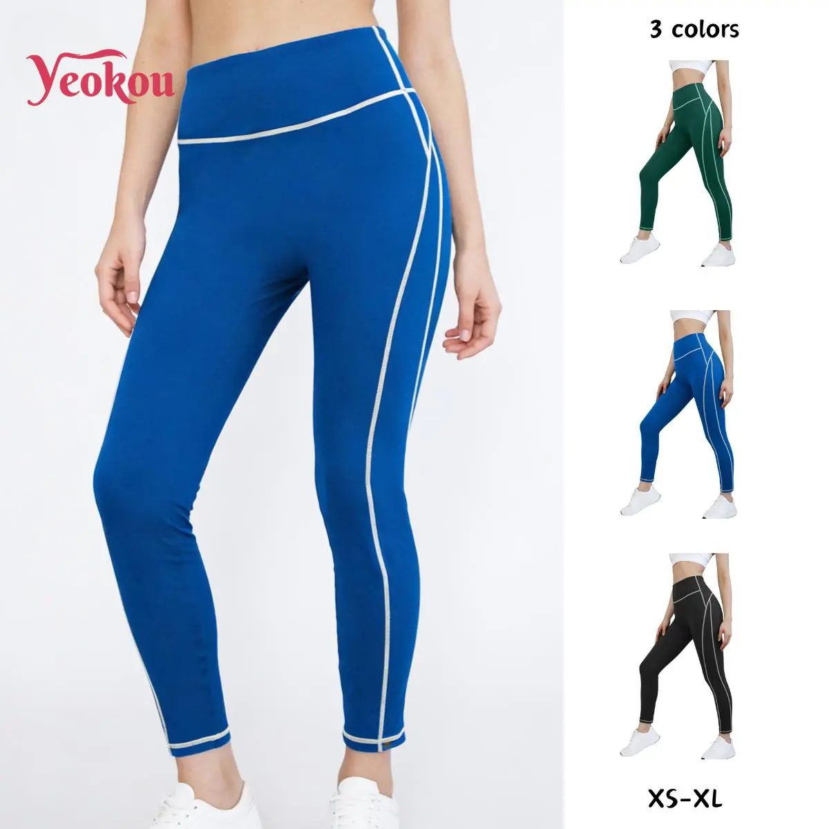 Yeokou Women's High Waisted Tummy Control Athleisure Leggings - Ultra Soft 4-Way Stretch, Breathable, Opaque Fabric, Fitted Cut, High Compression Elastic Waist for Gym, Running Biking, Work,sohochic