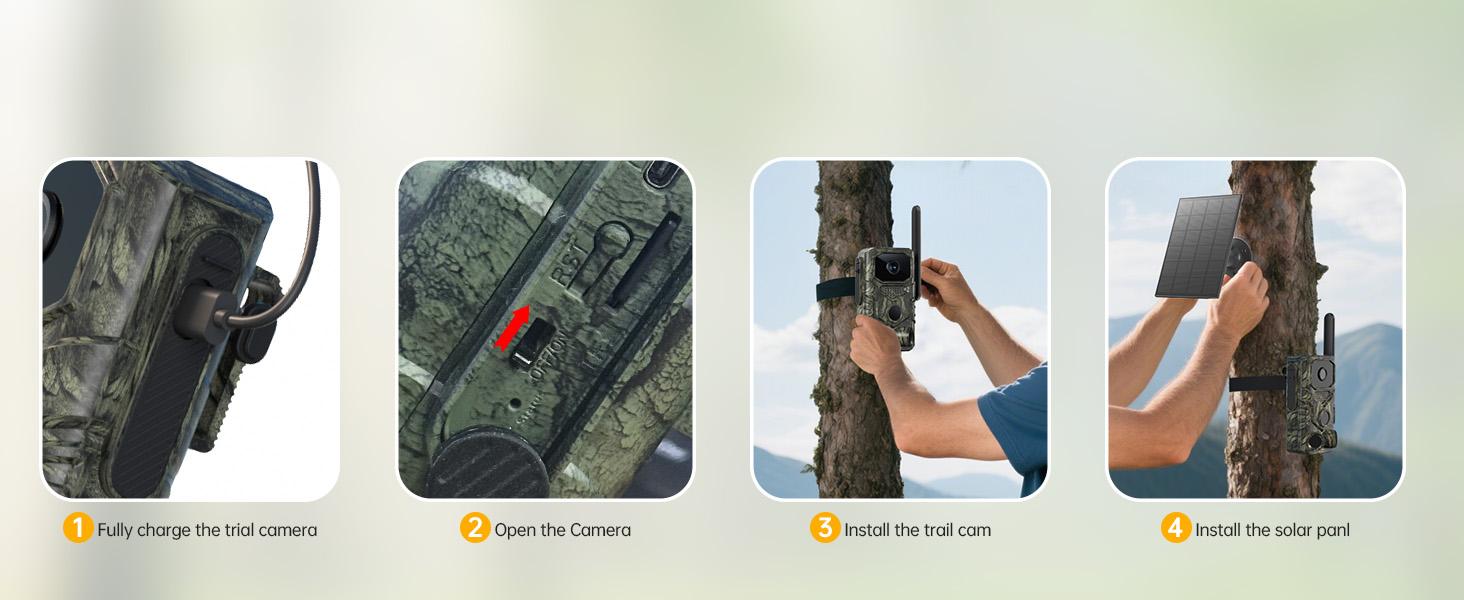 4G Remote Hunting Camera with GPS, 1.6K HD Night Vision, 0.1s Ultra-Fast Trigger, Clear Night Imaging, IP67 Waterproof, Built-in GPS Tracking, Suitable for Wildlife Monitoring / Hunting / Farm Security. Survival Kit