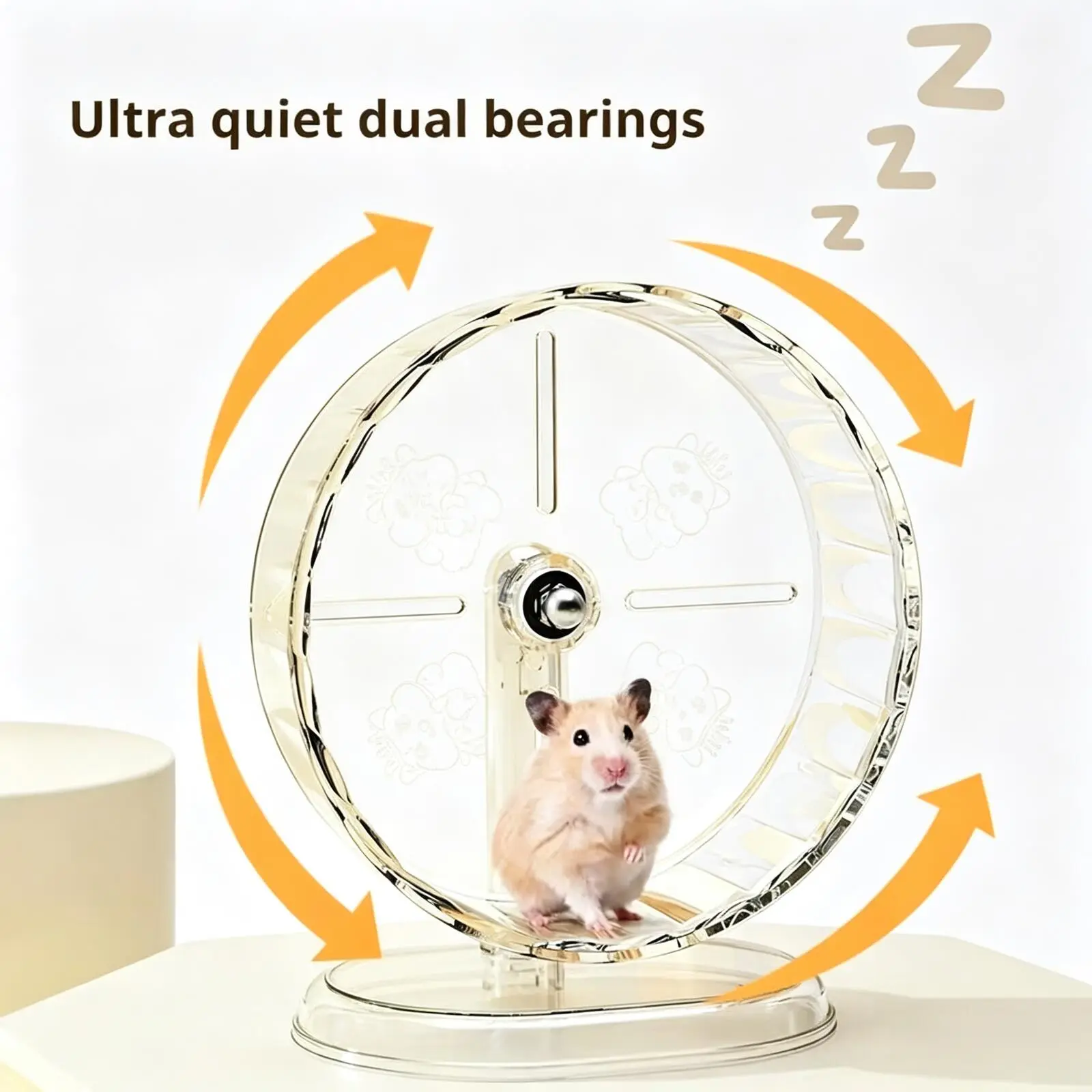 Small Animal Transparent Plastic Exercise Wheel - 21 cm Ultra-Quiet Dual-Bearing Spinal-Safe Exercise Equipment, Easy-to-Disassemble Waterproof Hamster Pet Accessory