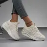 Women's Minimalist Chunky Casual Trainers - PU Leather & Embossed Hybrid Upper, Breathable Lightweight Sneakers, Low-Top Athletic Shoes with EVA Sole, Wet-Floor Grip & Platform for Casual Wear, Commutes
