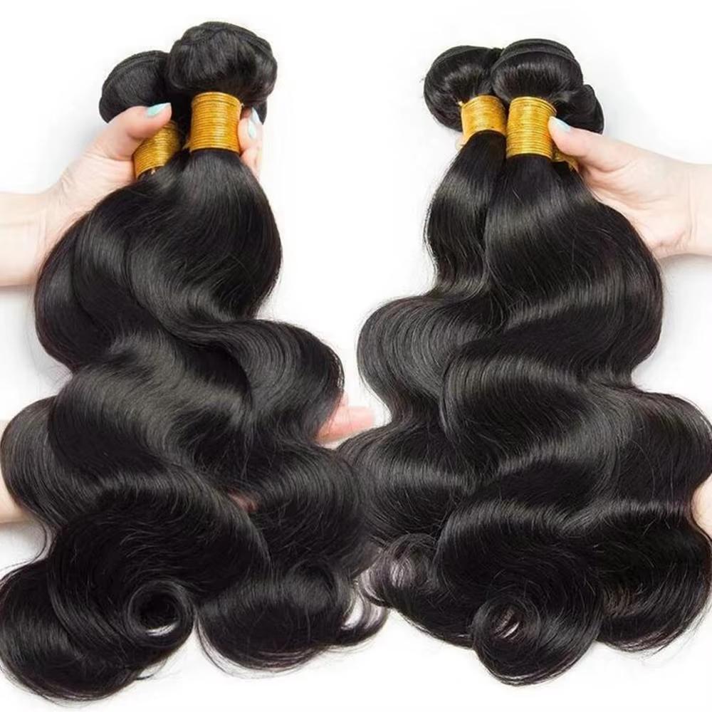 Ramiss 12A Human Hair Bundles with 2x6 Closure Brazilian Body Wave 3 Bundles Human Hair with 2x6 4x4 Lace Closure 100% Unprocessed Virgin Human Hair Weave