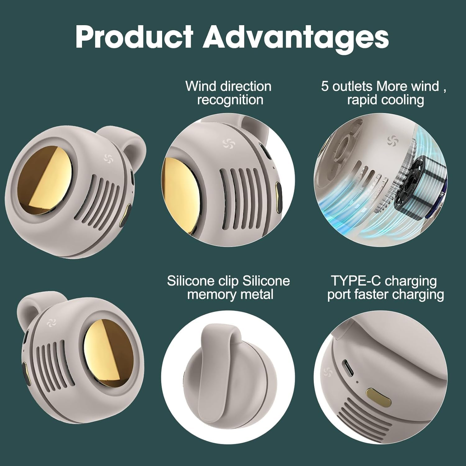 White Portable Mini Bladeless Fan 3-Speed Clip-on Fan for Shirt and Waist LY317