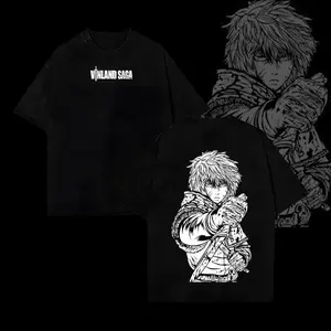 Thorfinn Vinland Saga Oversized Tee, Washed Vintage Viking Anime Shirt, Heavy Cotton Double Printed Menswear Top Underwear T-Shirt Unisex Oversize Manga