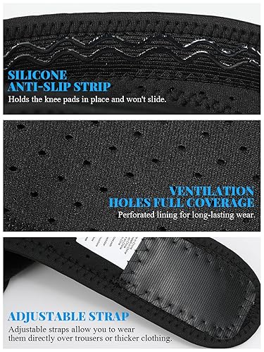 Ollas Adult Knee Pads for Gardening, Anti-Slip Collision Avoidance Kneepads with Thick EVA Foam, for House Cleaning, Construction Work, Volleyball, Football Dance Knee Sleeve, 1 Pair (Black)