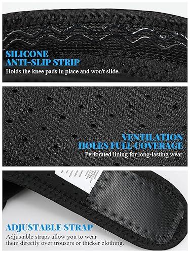 Ollas Adult Knee Pads for Gardening, Anti-Slip Collision Avoidance Kneepads with Thick EVA Foam, for House Cleaning, Construction Work, Volleyball, Football Dance Knee Sleeve, 1 Pair (Black)