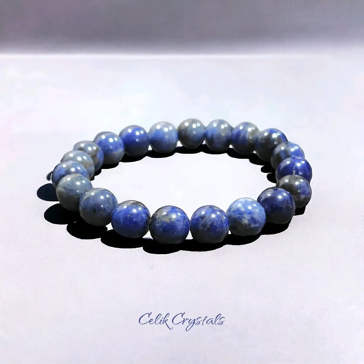 Natural Crystal Sodalite Stone Bracelet - 8mm or 10mm Unique Natural Crystals, Unisex Stretch Elastic Fashion Accessory for Daily Use, Rose Quartz Healing Bracelet, Stone Bracelets