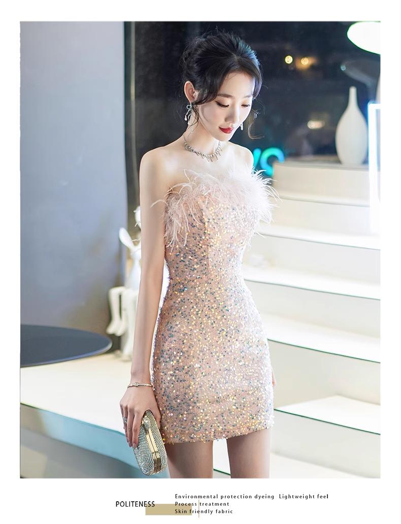 Women's homecoming evening gown Off-the-shoulder sexy butt-feathered PROM dress