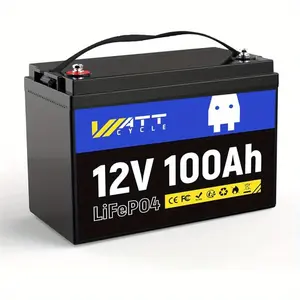 WattCycle 12V 100Ah LiFePO4 Lithium Battery - BCI Group 24, 15000+ Cycles, Built-in 100A BMS, Low-Temperature Protection - Ideal for RVs, Golf Cart, Home Energy Storage, Boats , Marine Applications ,Camper, Van, Marine,Maintenance-Free，Easy travel
