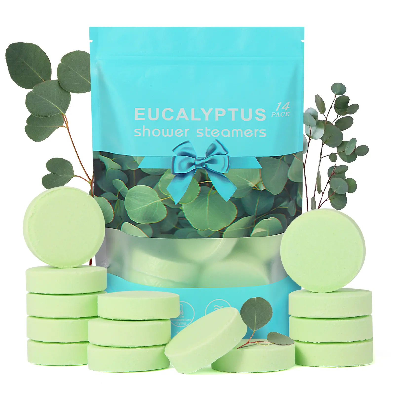 Aromatherapy Shower Steamers 14 PCS Eucalyptus- Shower Bombs Birthday ,White Elephant, Valentine's Day Gifts for Women Men, Eucalyptus for Shower with Essential Oils, Self Care Spa- Local Warehouse