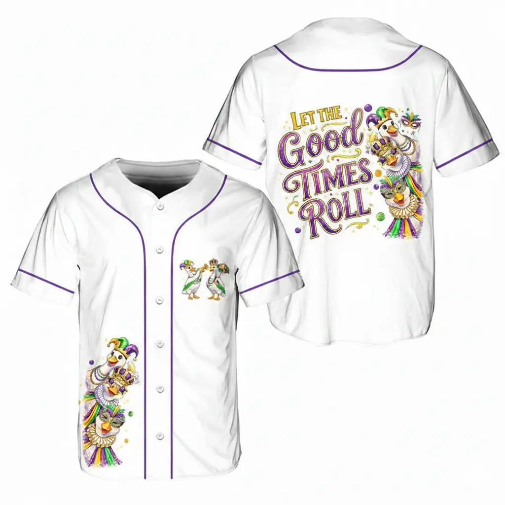 Mardi Gras Baseball Jersey | Let The Good Times Roll Carnival Shirt | Parade & Festival Outfit