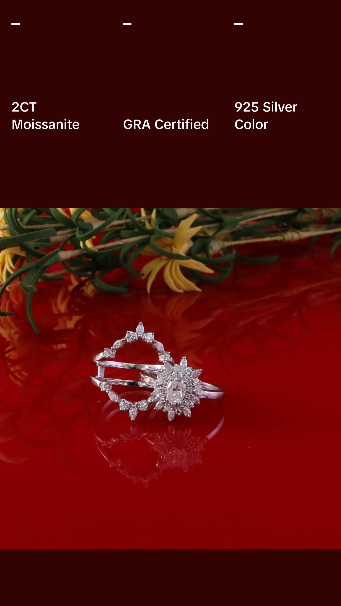 King Of Blings Engagement Ring Enhancer Guard Wrap Insert 2CT Moissanite 925 Silver White SZ7