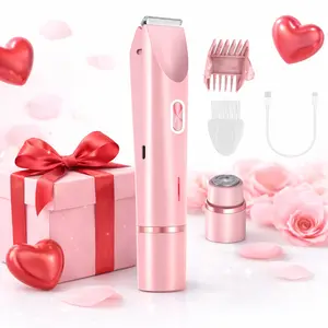 2-in-1 Smooth Cordless Electric Bikini Trimmer for Women – Dual-Head Ceramic Blade Razor,  & Lightweight, IPX7 Waterproof Grooming Kit with Brush for Facial, Body, Underarms & Legs